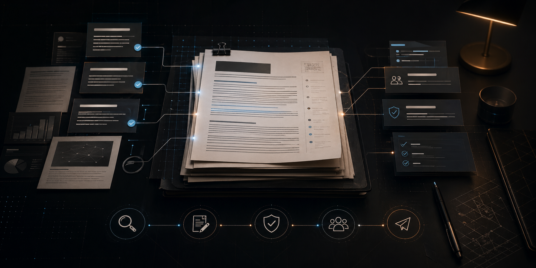 Abstract technical article engine visual