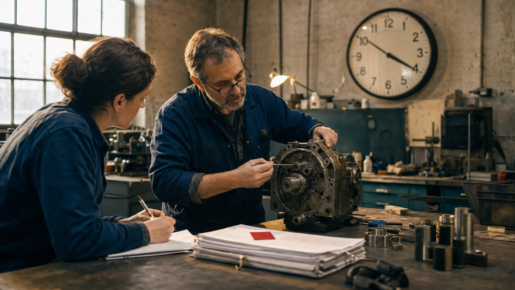 Subject matter expert explaining technical knowledge in a workshop