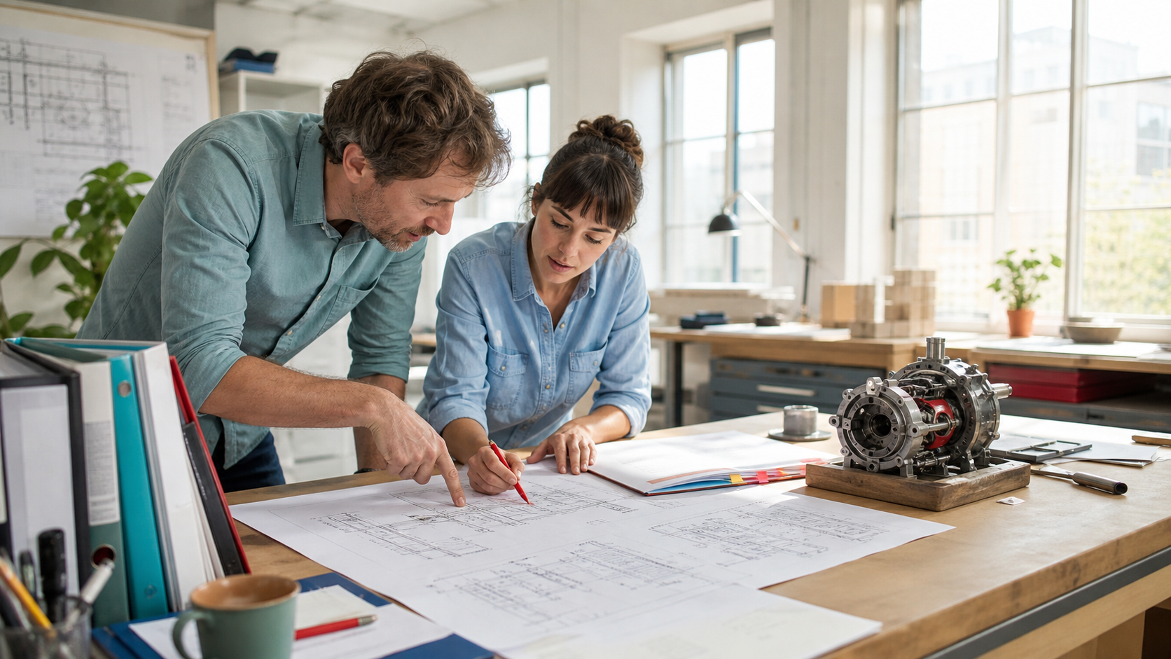 Human review and AI-assisted drafting shown as a continuous editorial loop